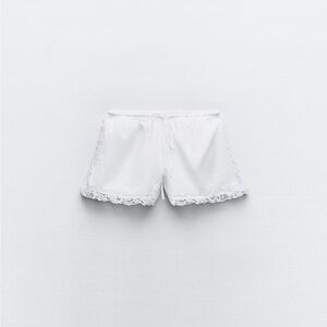 Zara White Lace Trim Shorts Sz L